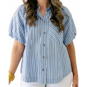 NEW KARLIE everyday stripe top in blue/navy